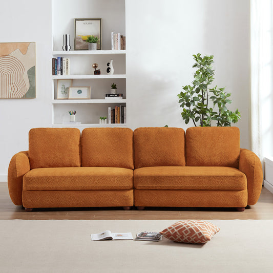 Paton  Orange Mid-Century Modern 114.5'' Boucle Fabric Sofa