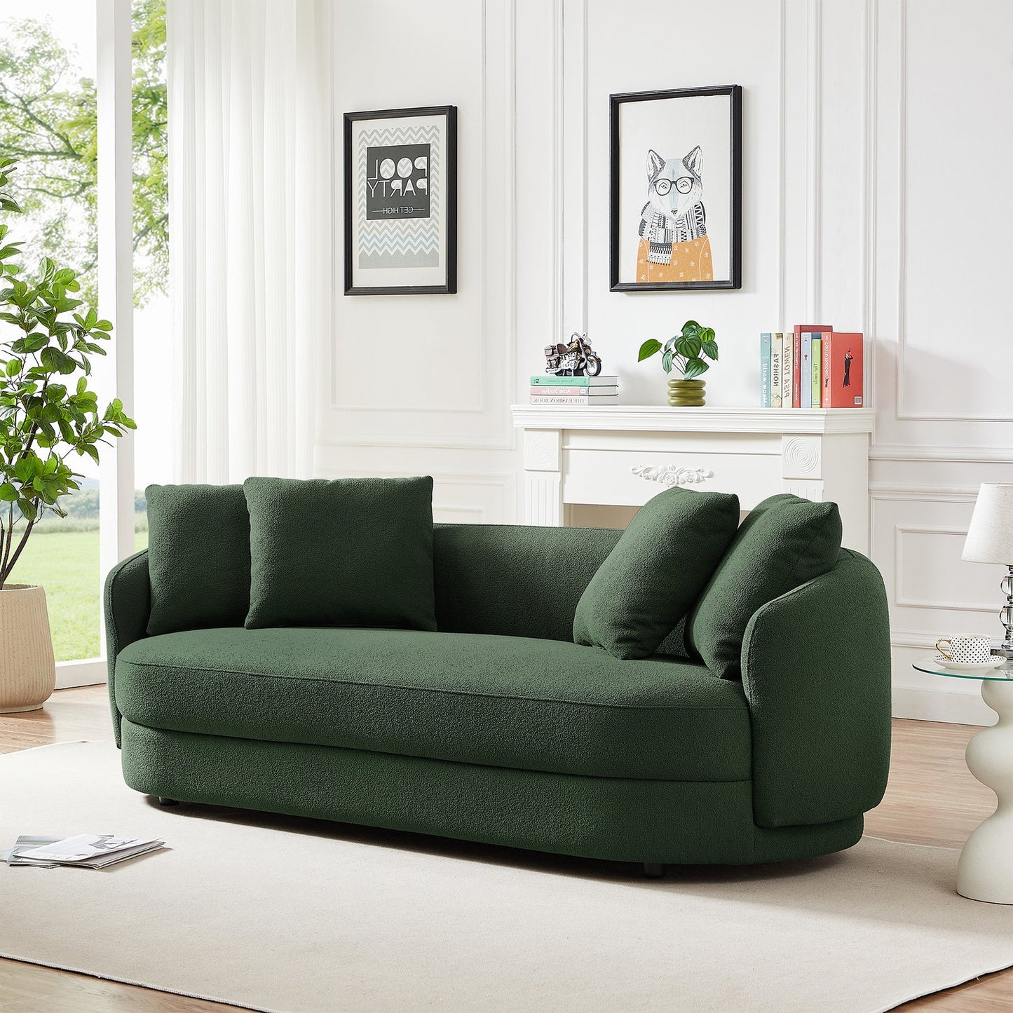 Dylan Modern French Olive Green Boucle Sofa