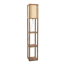 Load image into Gallery viewer, Pinnacle Shelf Floor Lamp For Bedroom/Living Room, Natural Wood with Long Shade