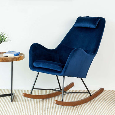 Chelsea Blue Velvet  Rocking Chair