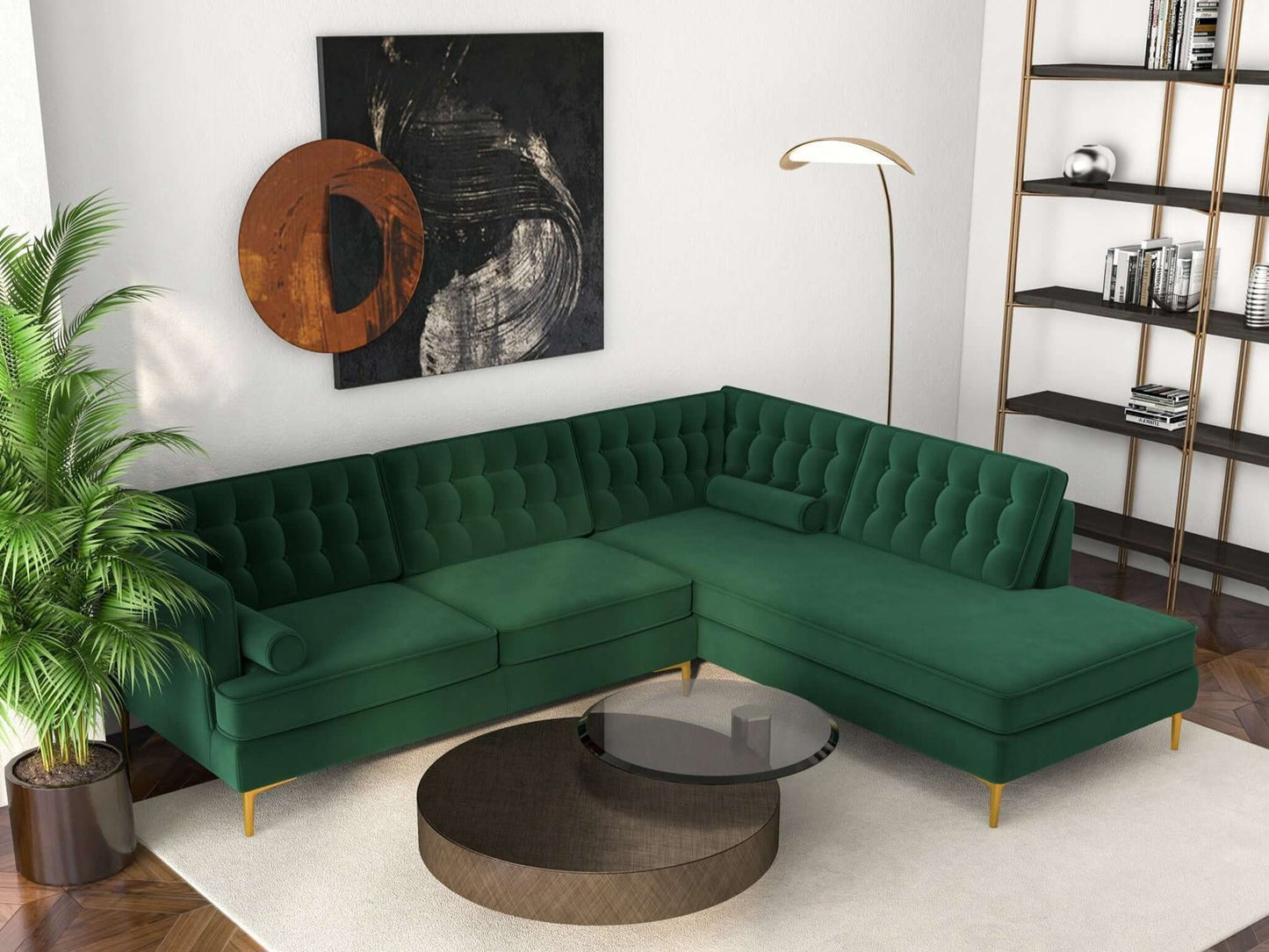 Brooke 101" Green Mid-Century Modern Sectional