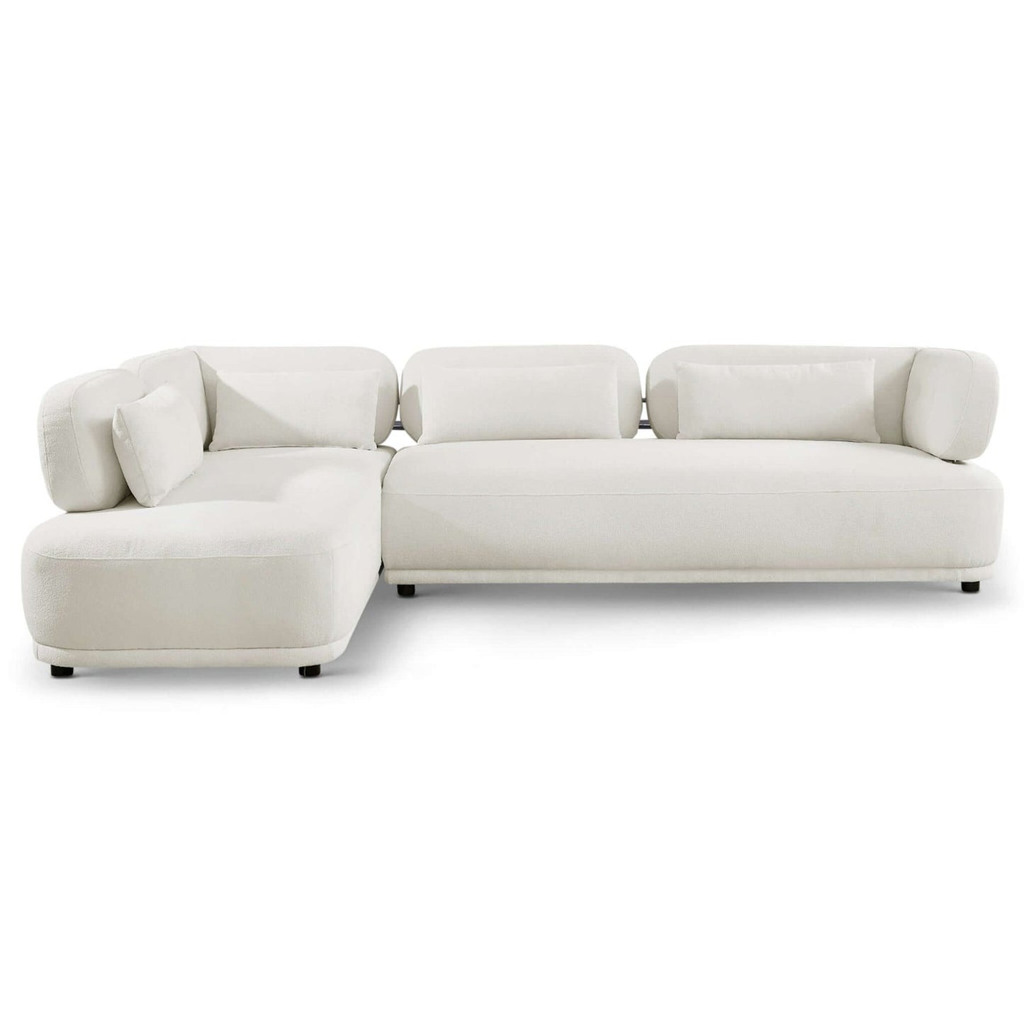 Richard Beige Boucle Mid-Century Modern 2pc Sectional Left