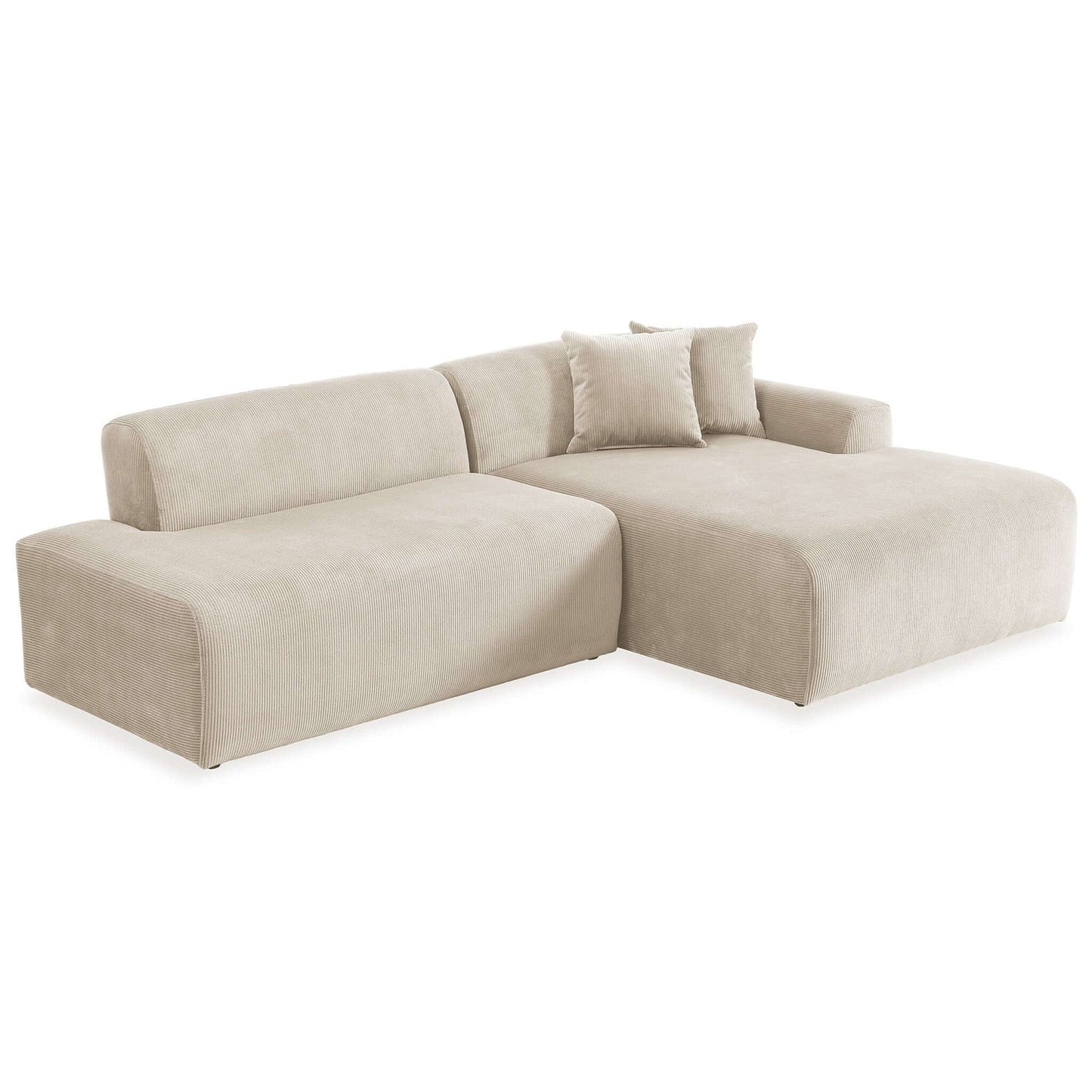 Doxtor Cream Velvet Mid-Century Modern Symmetrical Right Sectional