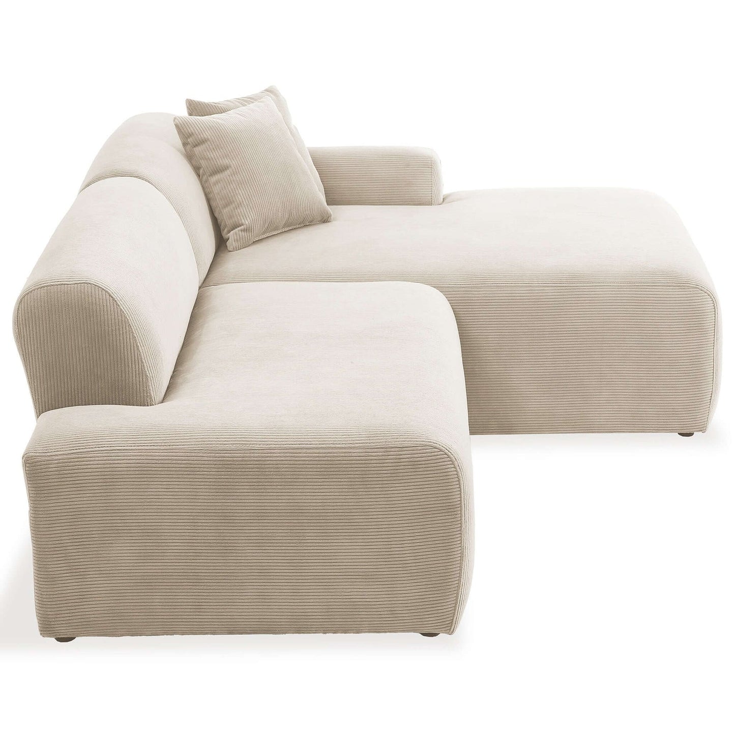 Doxtor Cream Velvet Mid-Century Modern Symmetrical Right Sectional