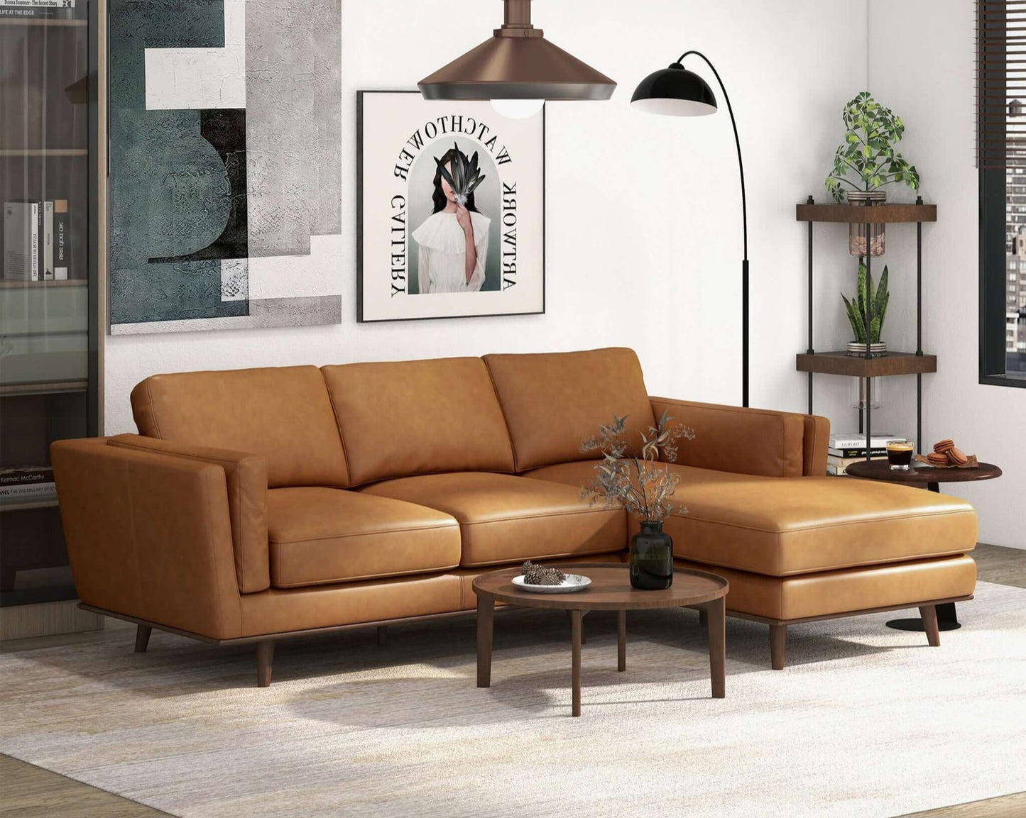 Chase 92" Genuine Leather RAF Sectional