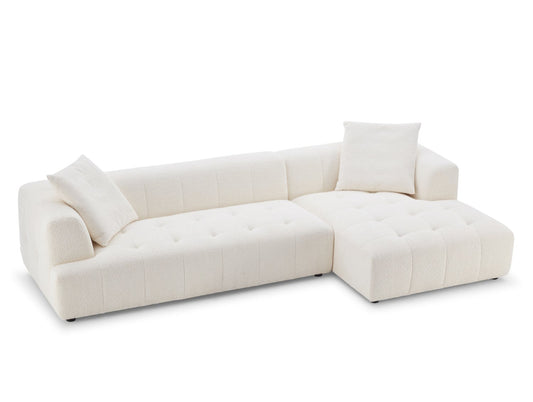 Kaynes 120" Ivory Boucle L-Shaped Sectional