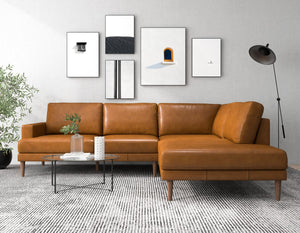 Maxwell Genuine Leather Cognac Tan Sectional