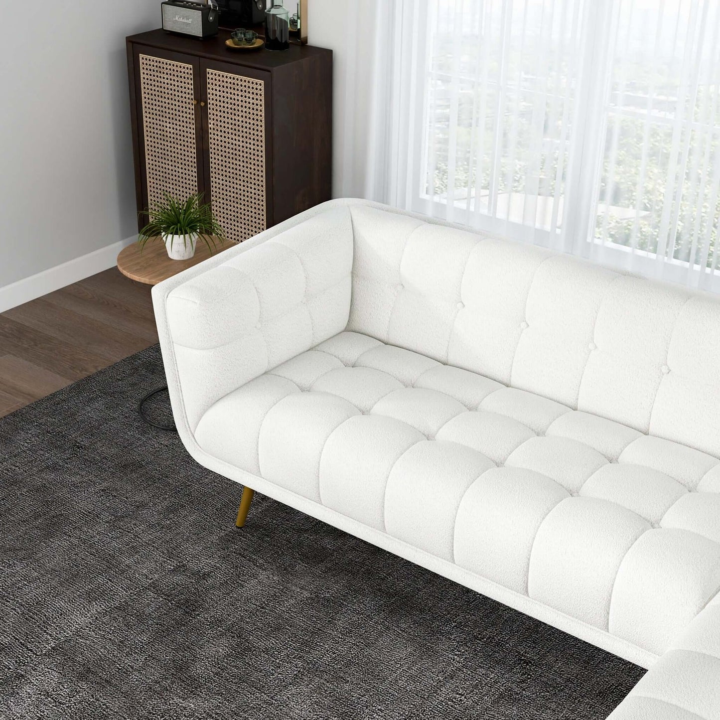 Addison 103" White Boucle L Shape Tufted Sectional