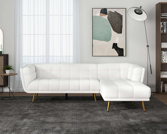 Addison 103" White Boucle L Shape Tufted Sectional