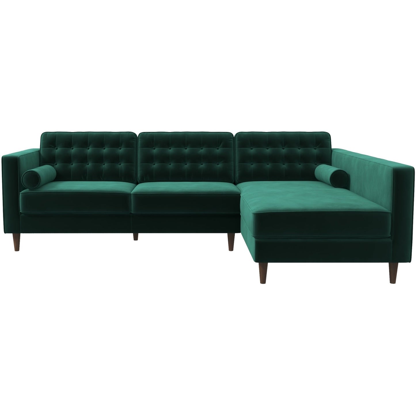 Christian 103" Mid-Century Modern Green Velvet Sectional