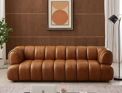 Jasmin Tan Mid-Century Modern 89.7'' Upholstered Sofa