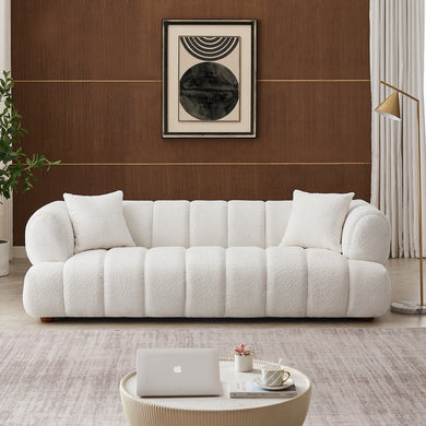 Jasmin Cream Mid-Century Modern 89.7'' Upholstered Sofa