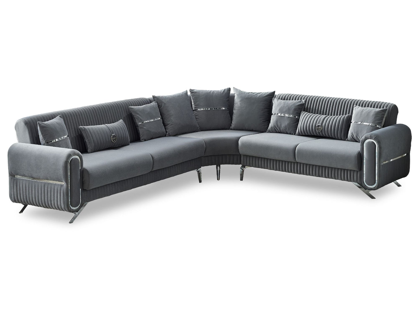 Royal Grey Convertible Sectional Sofa Grey