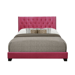 Pink Fabric King Panel Bed SH215