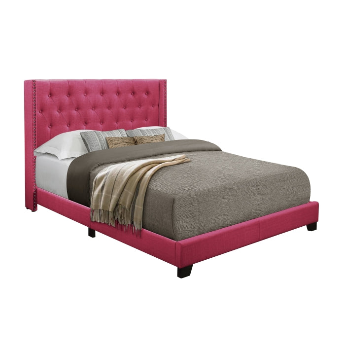 Pink Fabric King Panel Bed SH215