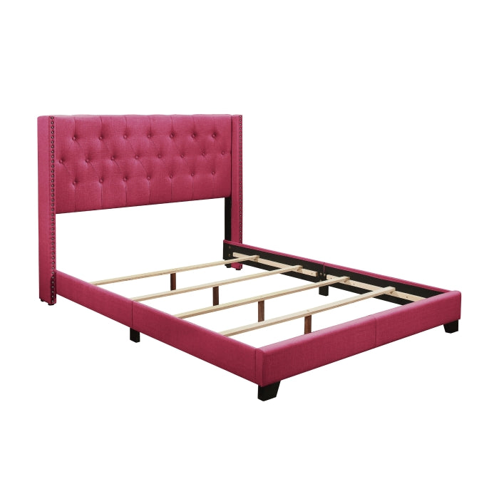 Pink Fabric King Panel Bed SH215