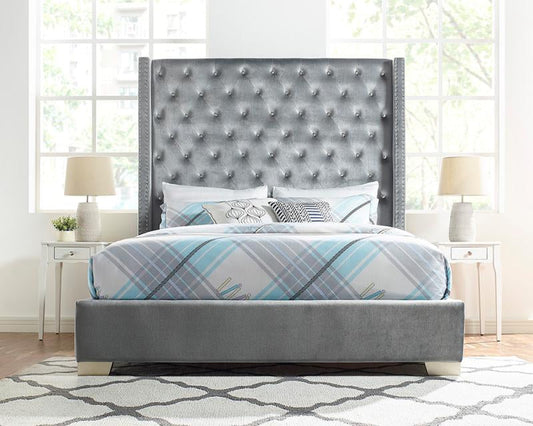 Franco Gray Velvet King Upholstered Bed

SH228