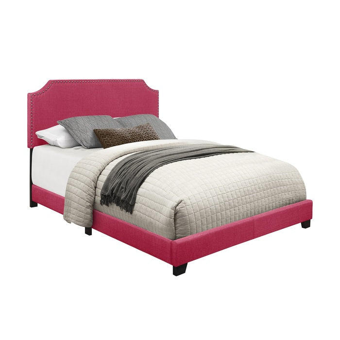 Pink Fabric King Panel Bed SH235