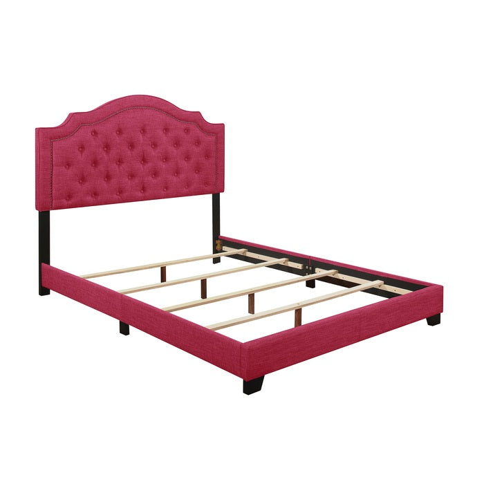 Pink Fabric Queen Panel Bed SH255