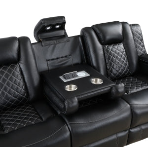 Radiant Black POWER/LED/BLUETOOTH SPEAKERS Reclining Sofa and Loveseat SH8895