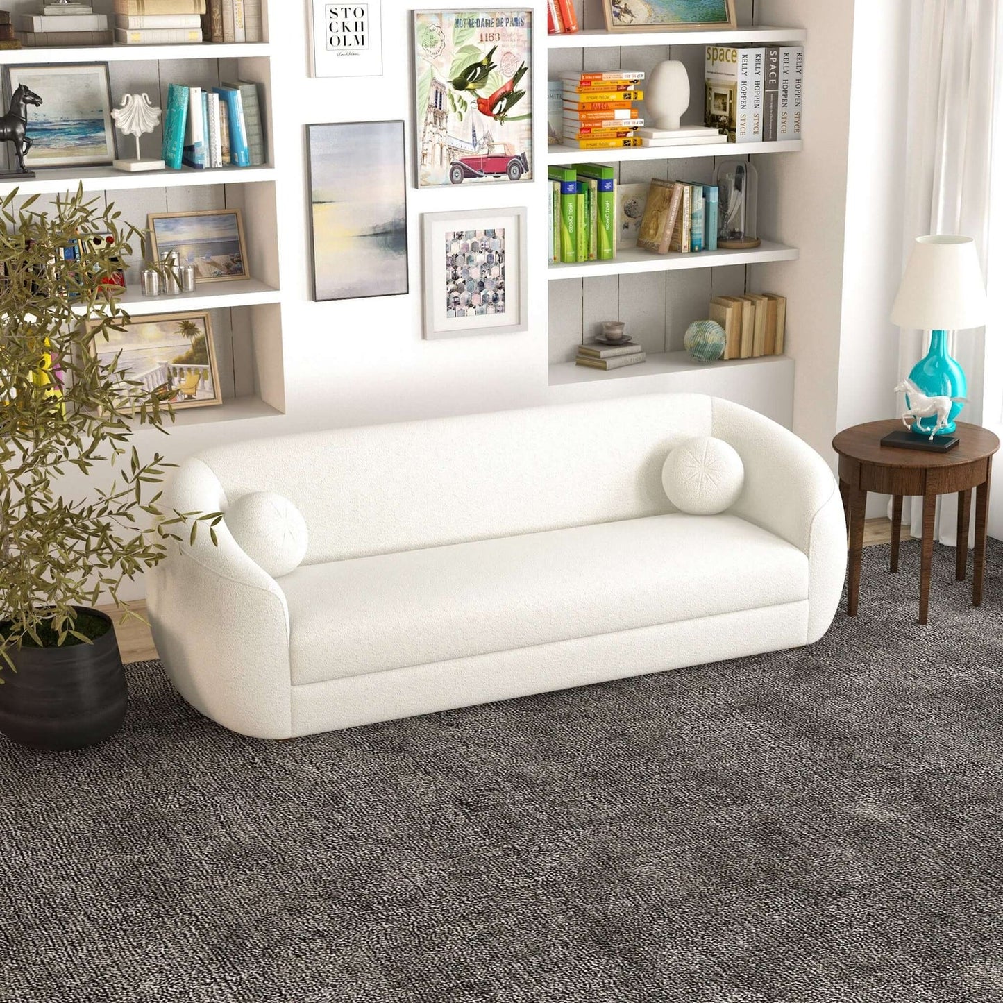 Melinda 87" Cream Boucle Sofa