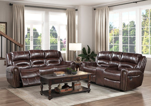 Center Hill Brown Reclining Sofa and Loveseat 9668
