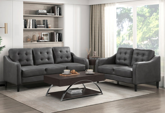 Mallory Grey Microfiber Sofa and Loveseat 9489