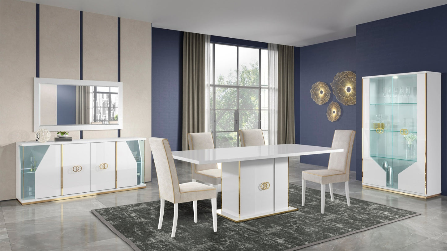 Vogue  White/Gold 7pc Dining Room Set