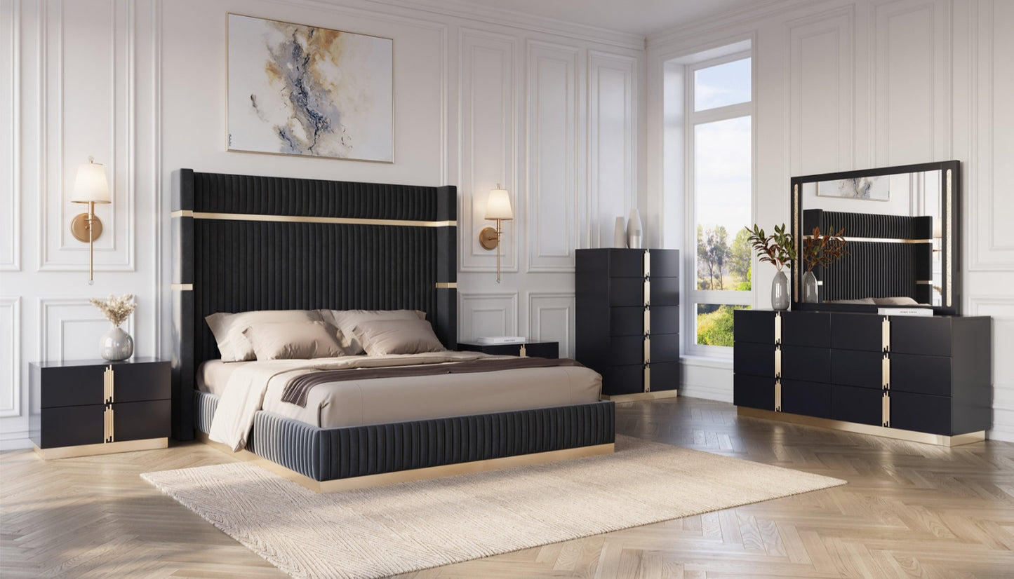 Evan Black/Gold Bedroom Set B7550