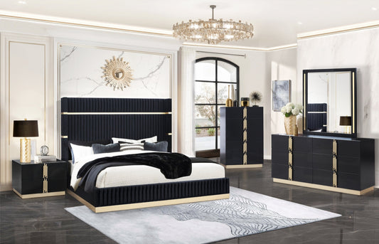 Evan Black/Gold Bedroom Set B7550