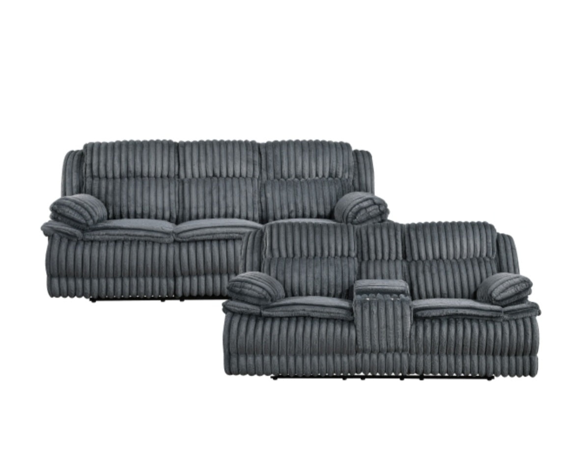 Goodland Dark Gray Reclining Sofa and Loveseat 9577