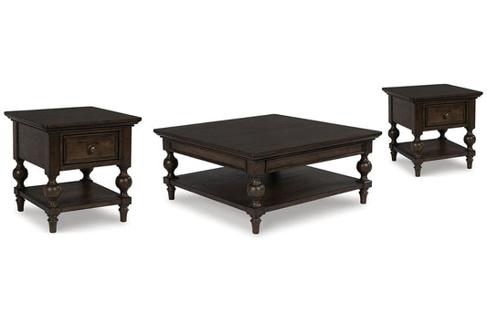 Veramond Dark Brown Coffee Table and 2 End Tables T694