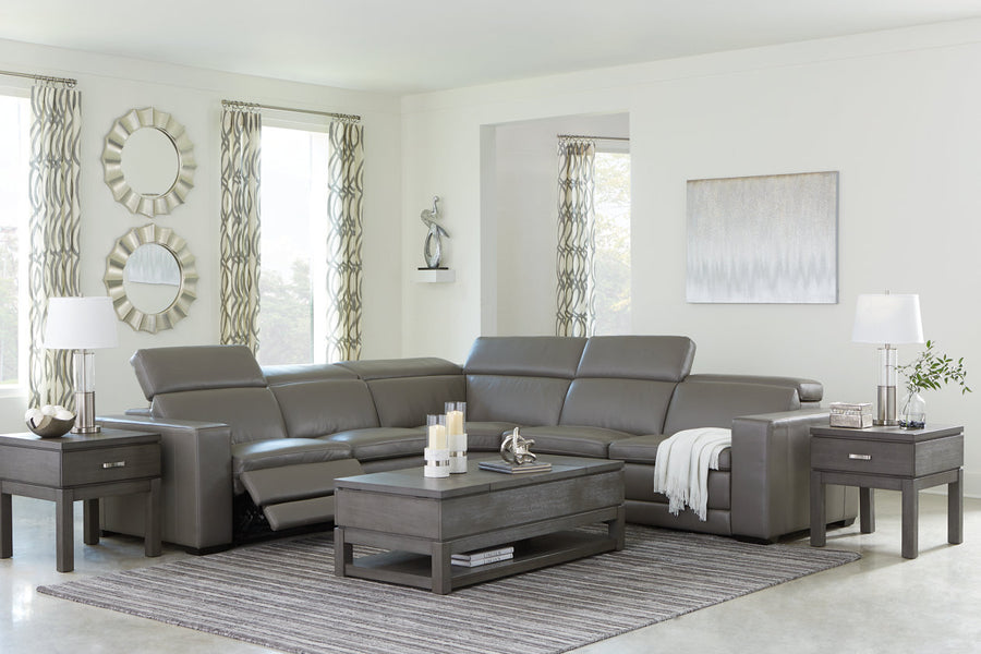 Texline Gray 6pc POWER Reclining Sectional U59603