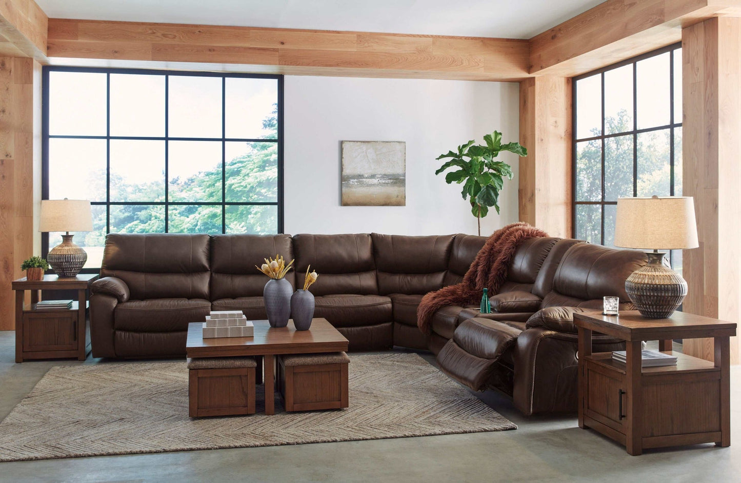 Family Circle Dark Brown 4pc RAF POWER Reclining Sectional