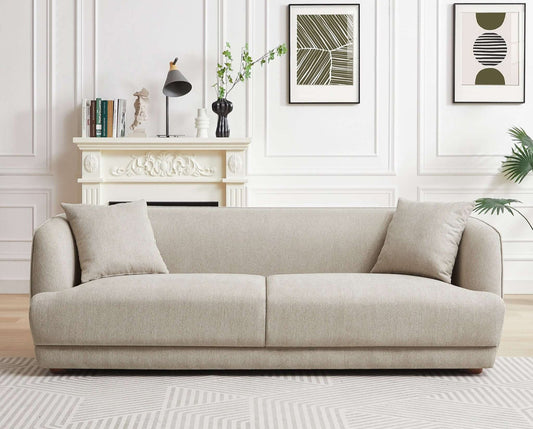 Larisa Mid Century Modern Cream Linen Sofa