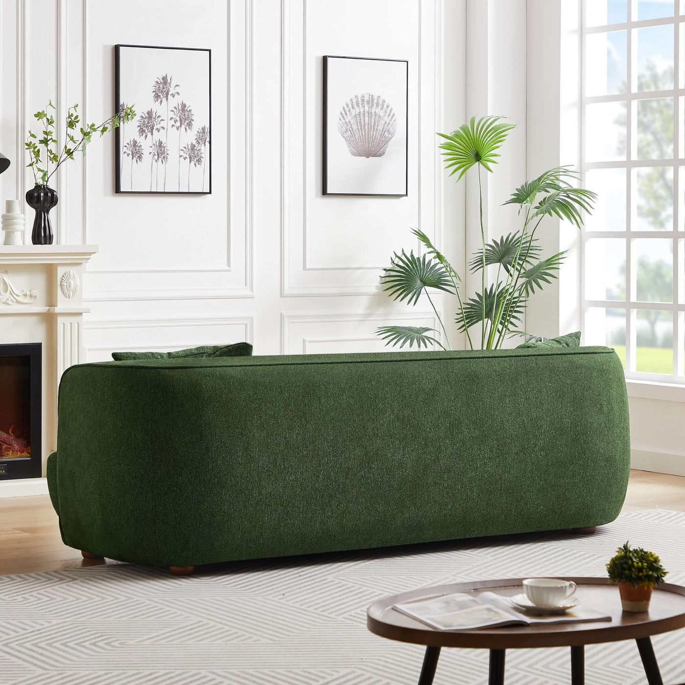 Larisa Mid Century Modern Green Linen Sofa