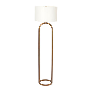 Vivid Brass Ring Base Floor Lamp with Large White Drum Shade