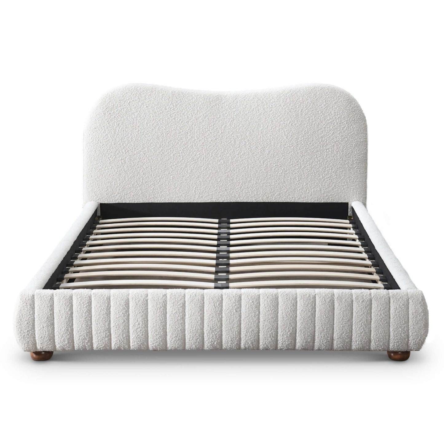 Norme Cream Boucle Upholstered Low Profile Queen Size Platform Bed