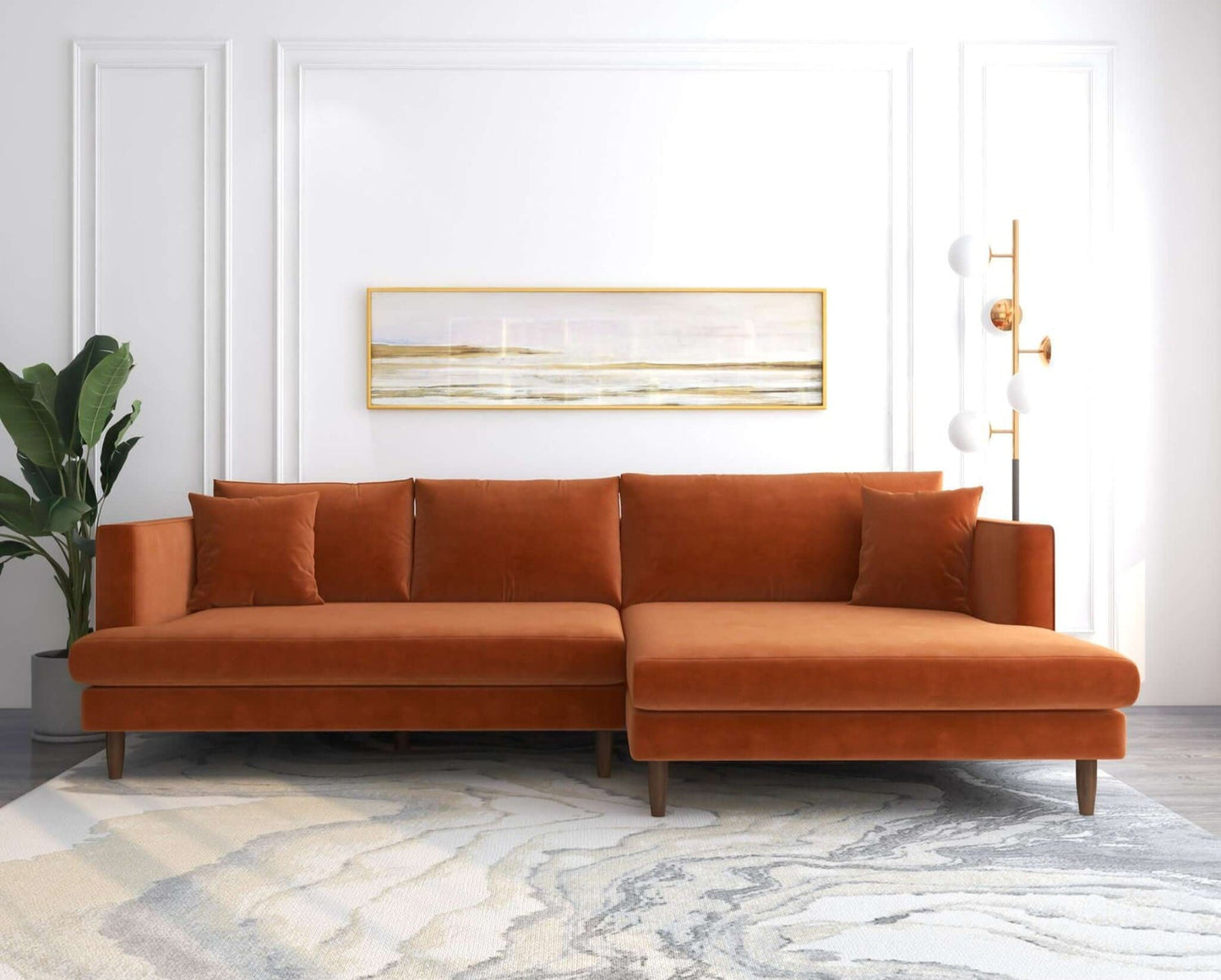 Blake 107" Orange L-Shaped Sectional Sofa Left Facing