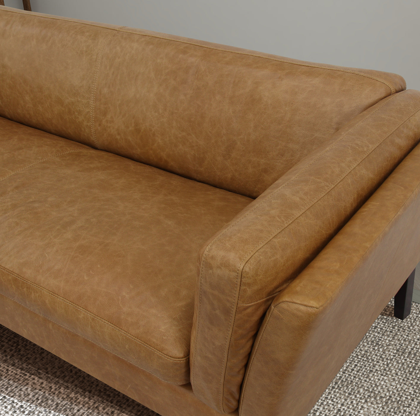 York Waxy Tan Genuine Leather Sofa