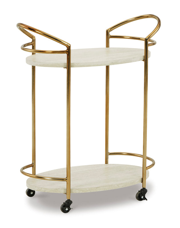 Tarica Cream/Gold Finish Bar Cart   A4000502