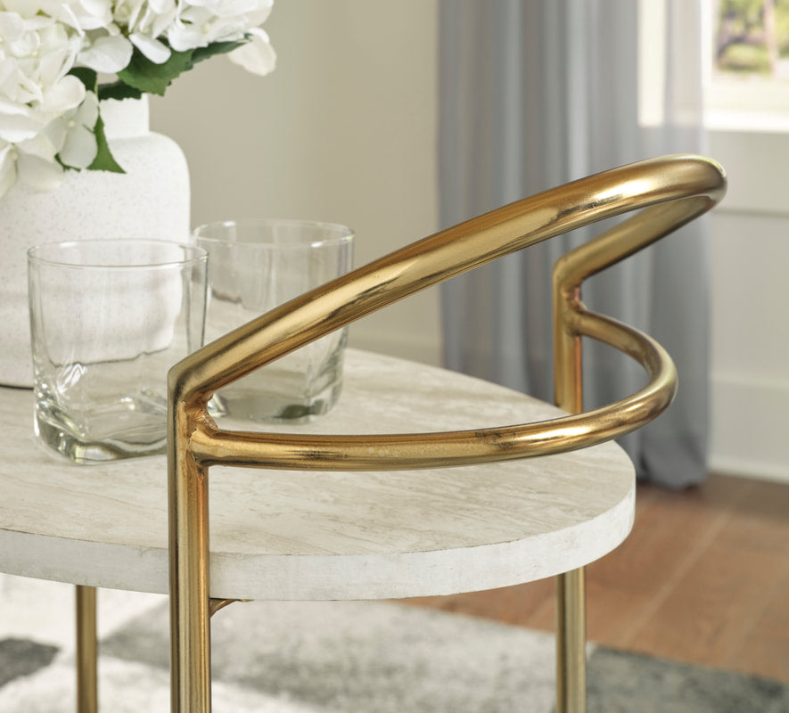 Tarica Cream/Gold Finish Bar Cart   A4000502