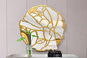 Gold/White Round Mirror A900