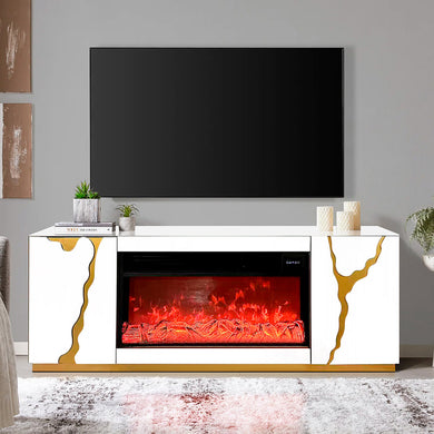 A903 White/Gold Fireplace