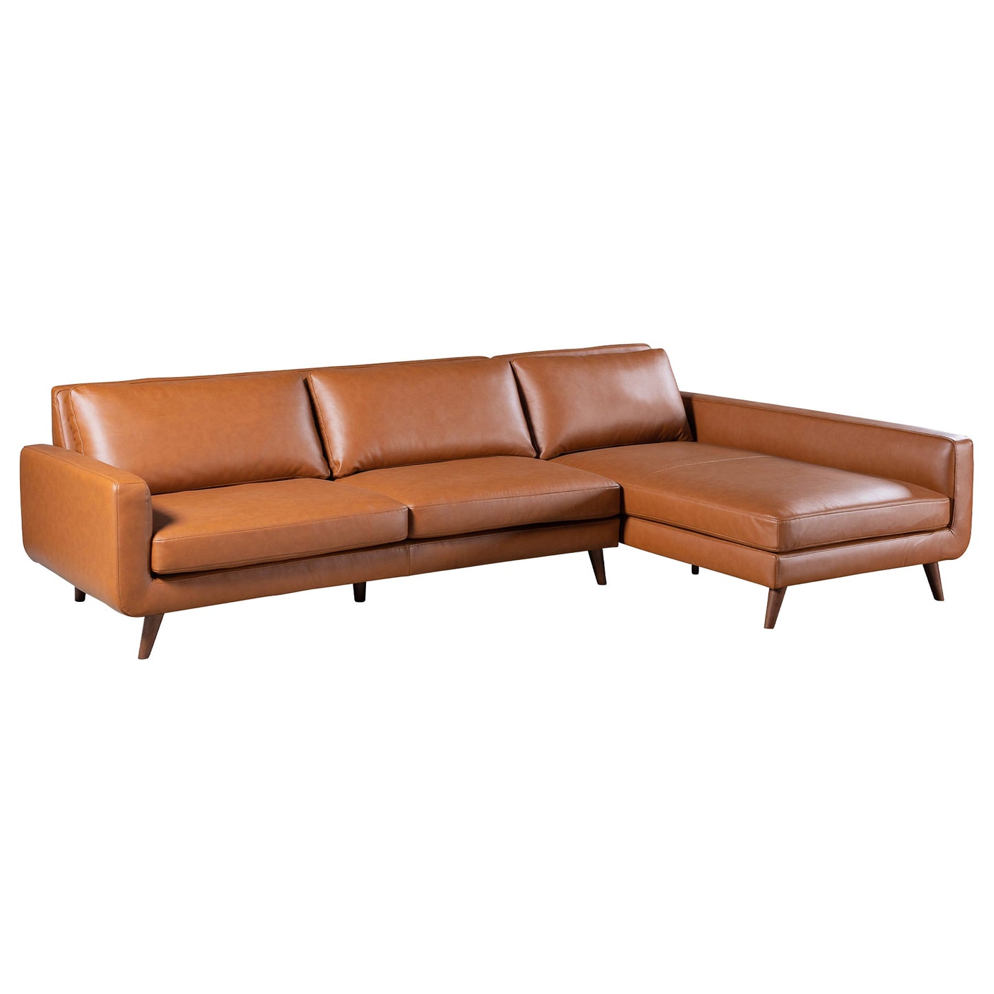 Garland Cognac Vegan Leather Right Sectional Sofa