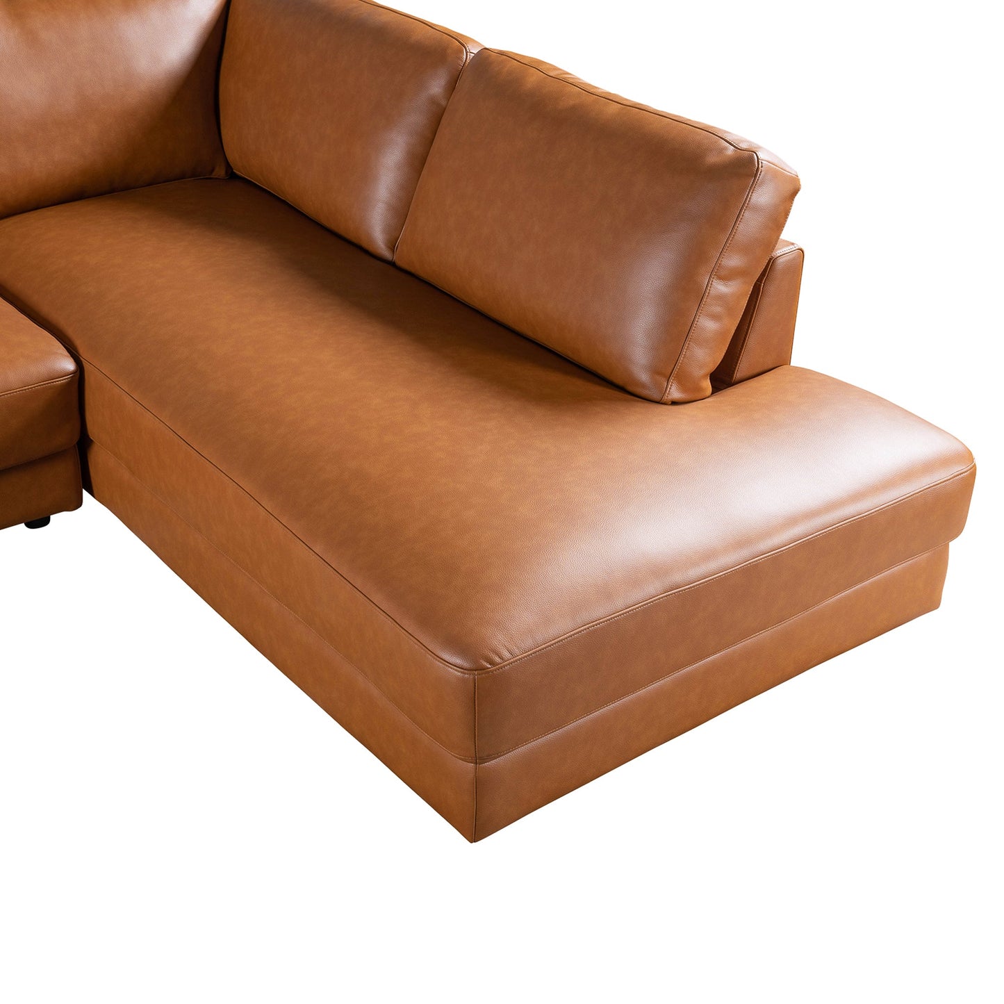 Glander Sectional Right Sofa - Cognac Leather