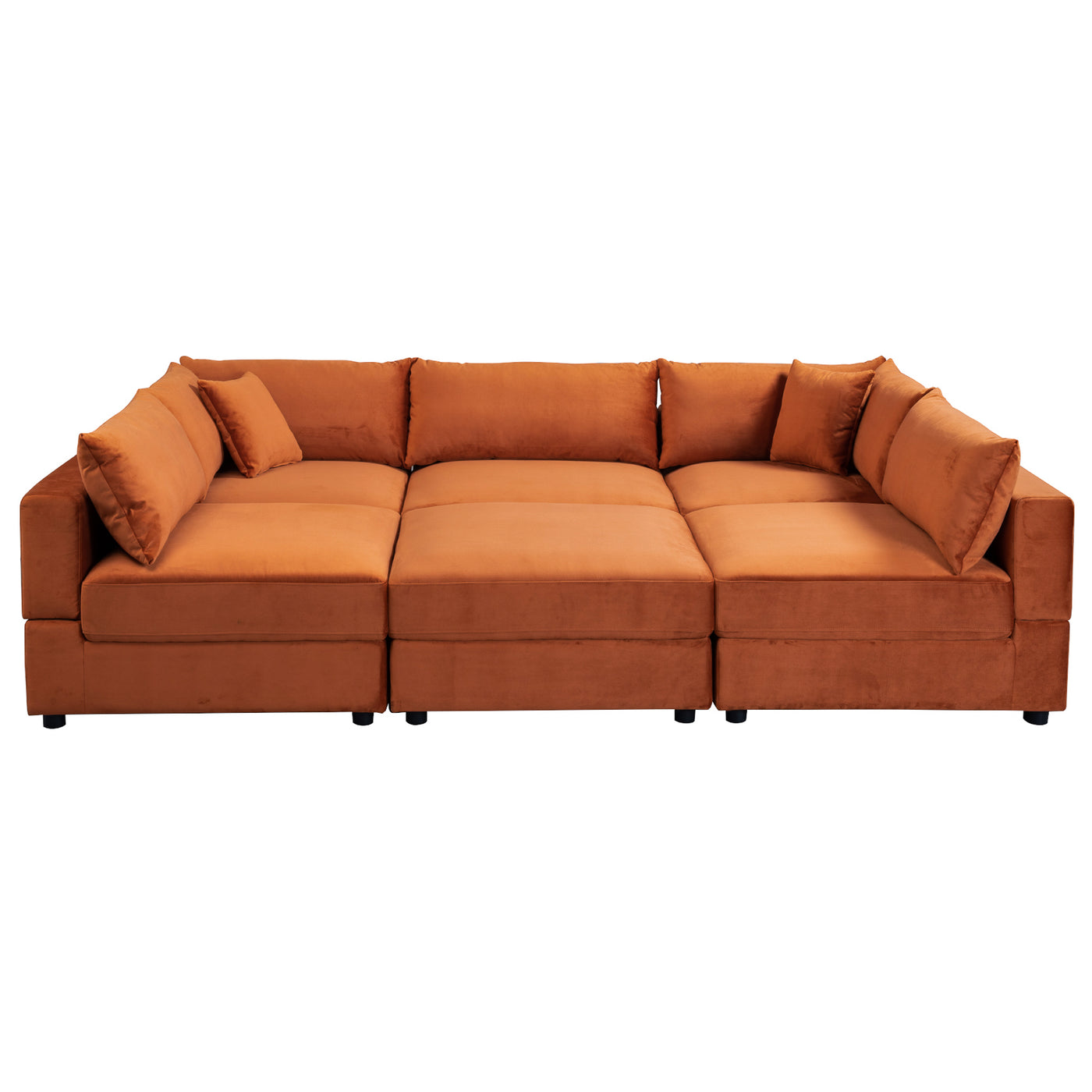 Uptown 106" Burnt Orange Velvet Modular Sofa