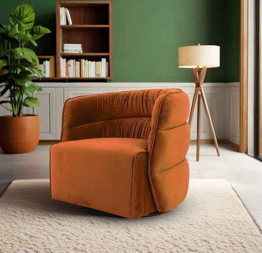 Walden Swivel Chair - Burnt Orange Velvet