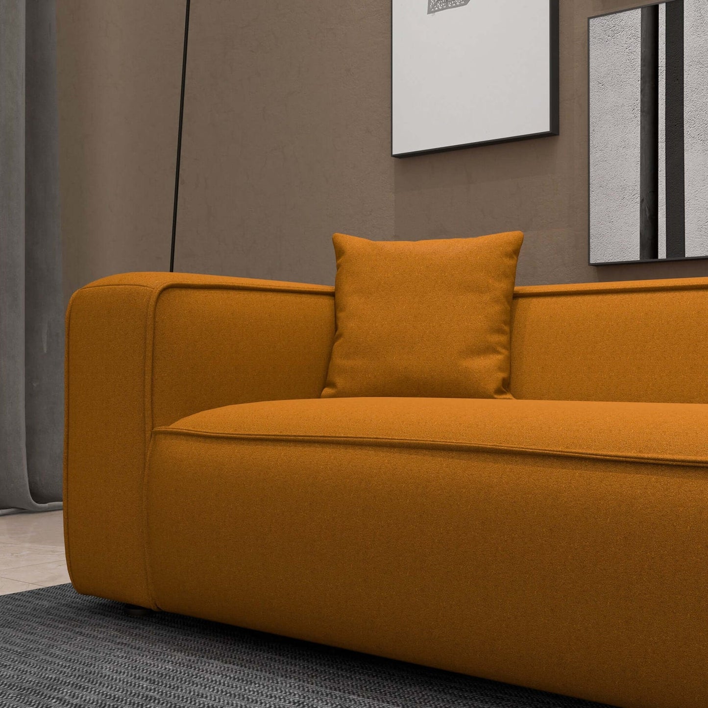 Marshall 91" Orange Modern Boucle Sofa