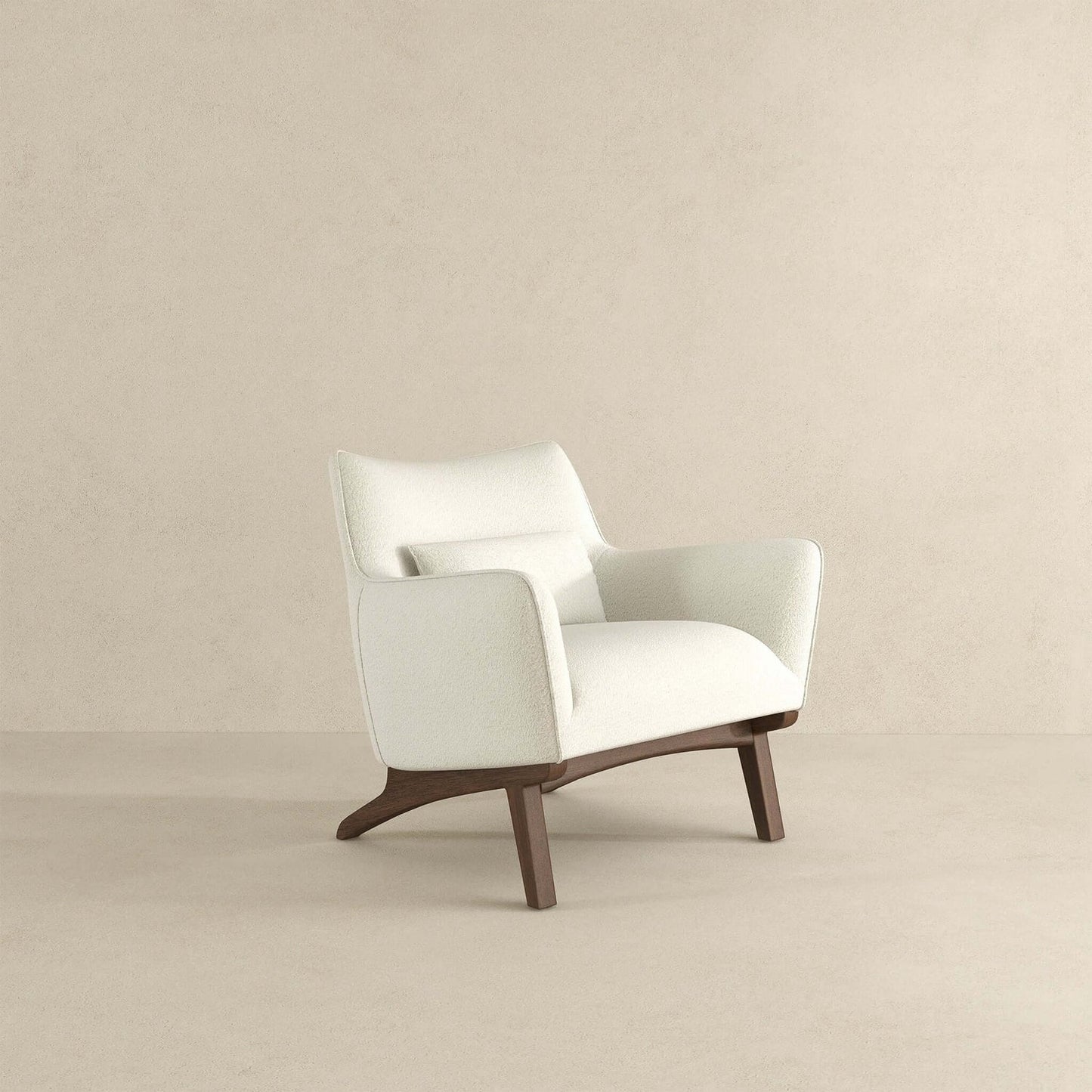 Brayden Mid Century Modern Beige Boucle Armchair